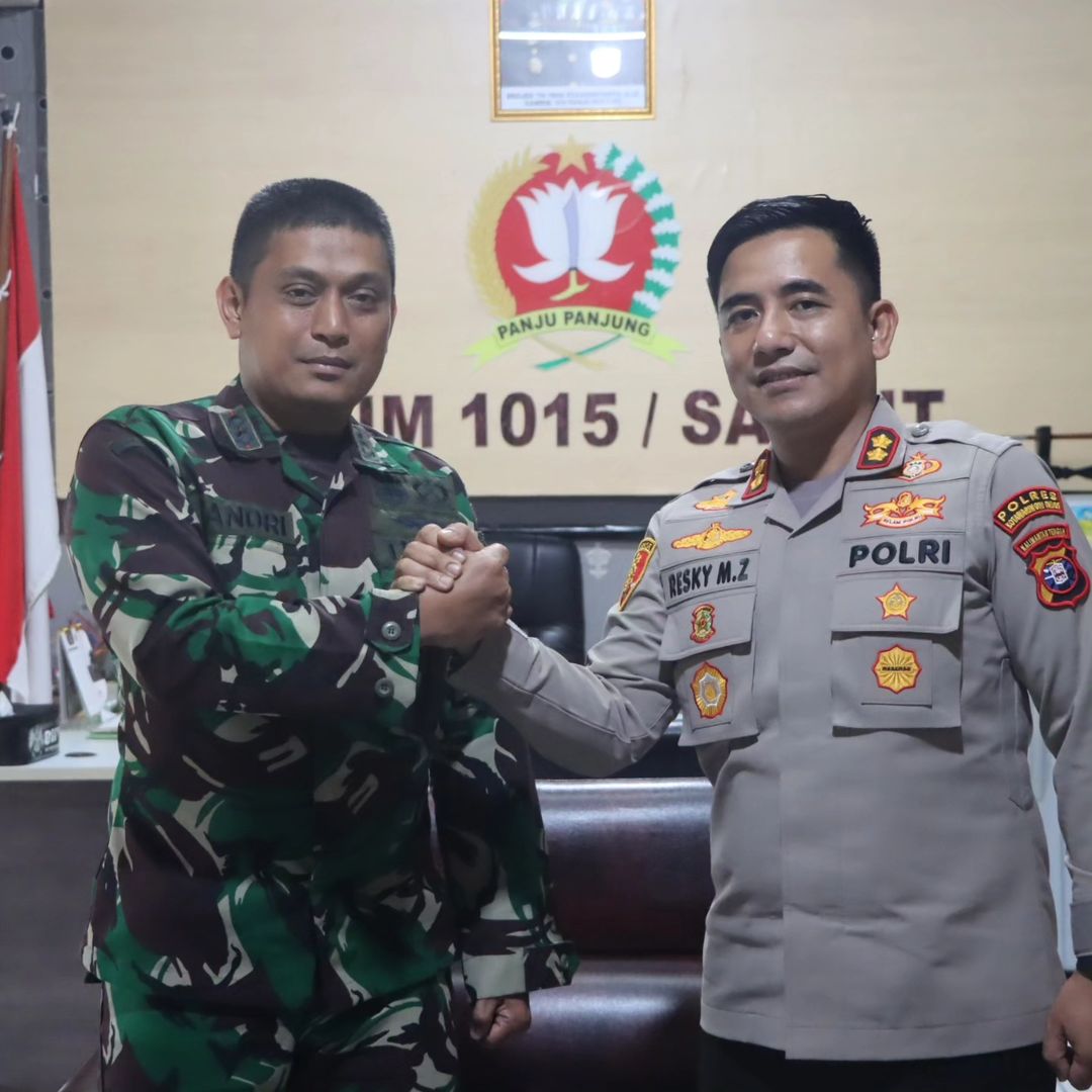 Jalin Sinergitas TNI-Polri, Dandim 1015/Sampit Terima Kunjungan Kapolres Kotim