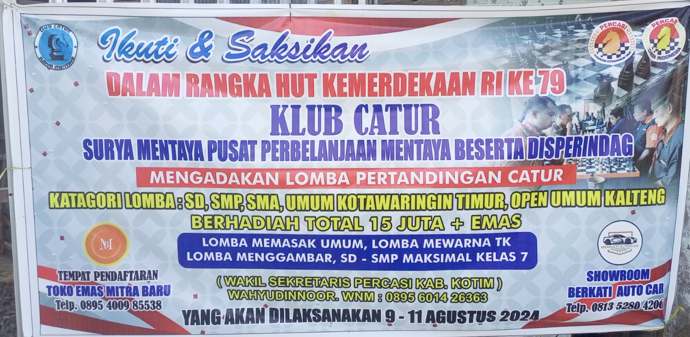 Meriahkan HUT RI ke-79, ikuti Dan Saksikan Turnamen Catur dengan Hadiah Total 15 Juta Rupiah Plus Emas!