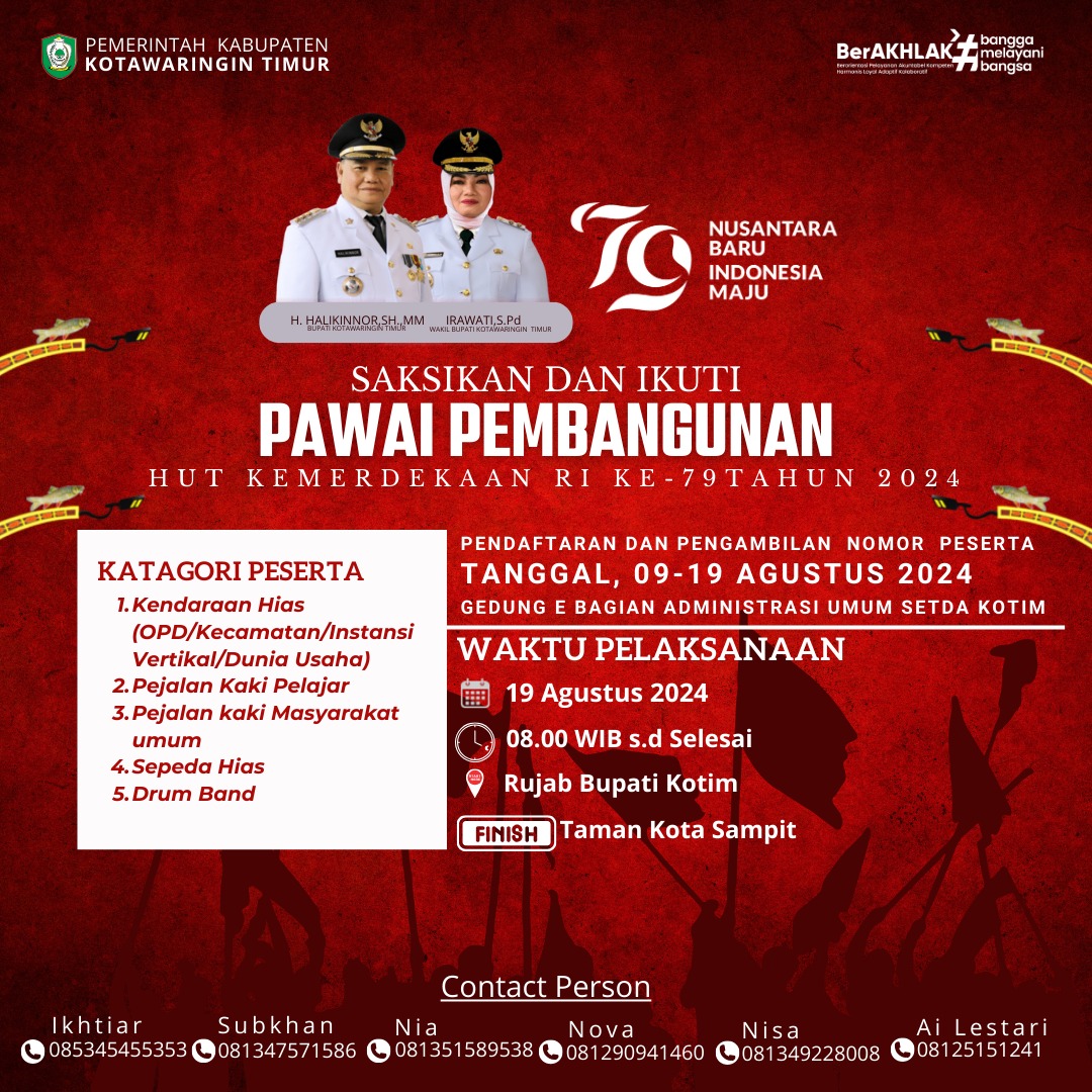 Pawai Pembangunan Kotim: Ini Jadwal Pendaftaran dan Pelaksanaan nya.