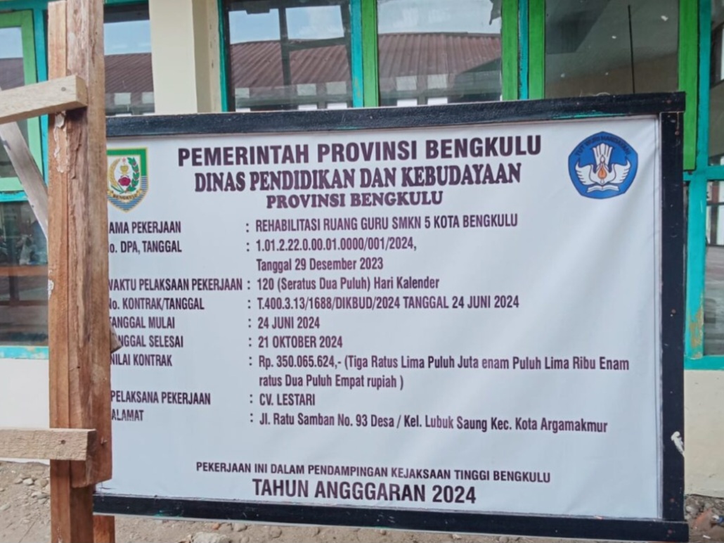 Rehabilitasi Ruangan Guru Yang Dikerjakan CV.Lestari Diduga Dikerjakan Asal – Asalan Dan Tidak Susuai Spesifikasi