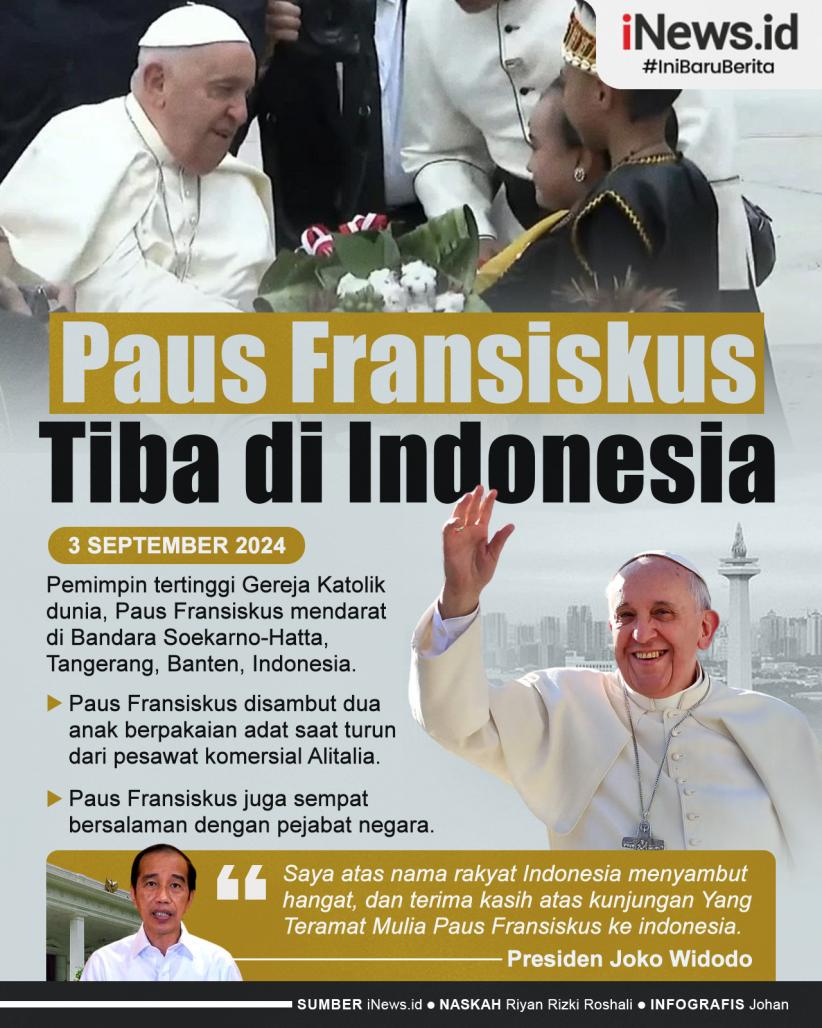 Infografis Paus Fransiskus Tiba di Indonesia