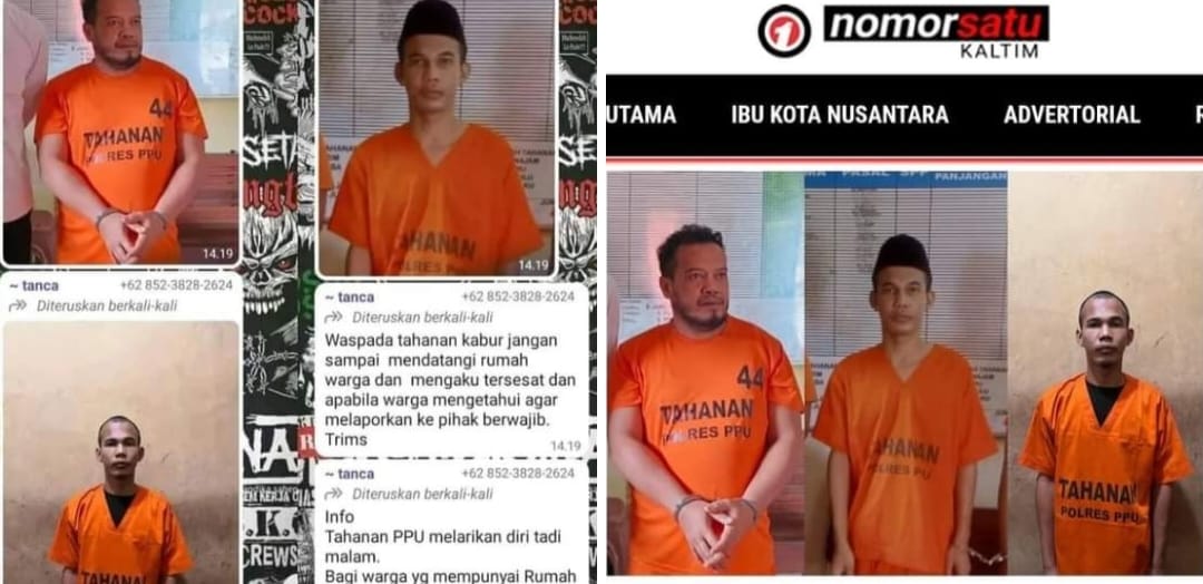 Tiga Tahanan Kabur dari Rutan Polres PPU, Polisi Terus Lakukan Pengejaran