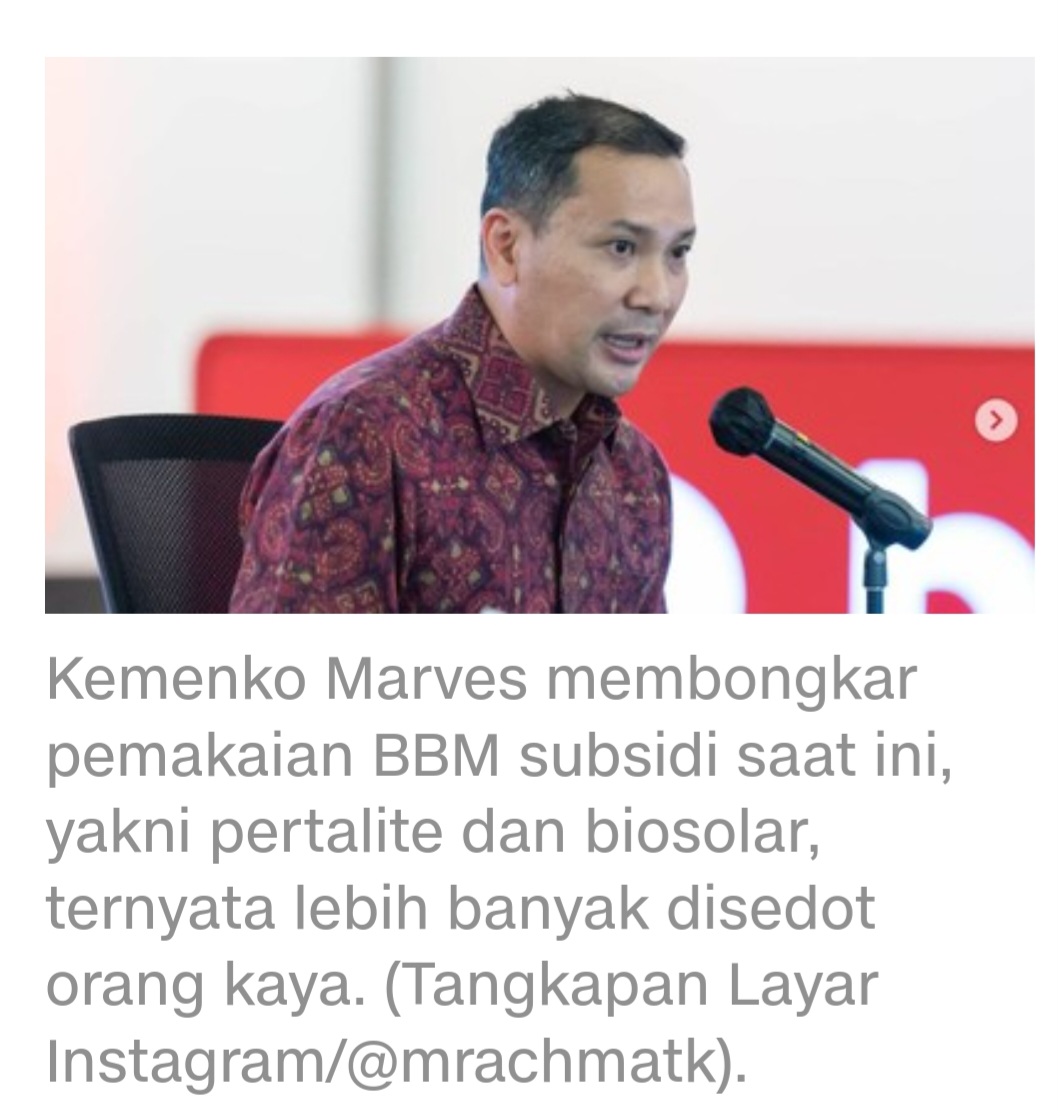 Ternyata Ini Alasannya ,”Anak Buah Luhut “Bongkar 80 Persen Pertalite Disedot Orang Kaya