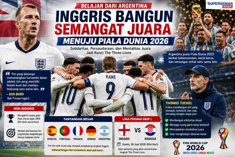 Inggris Tiru Mental Juara Argentina untuk Wujudkan Mimpi Juara Piala Dunia 2026
