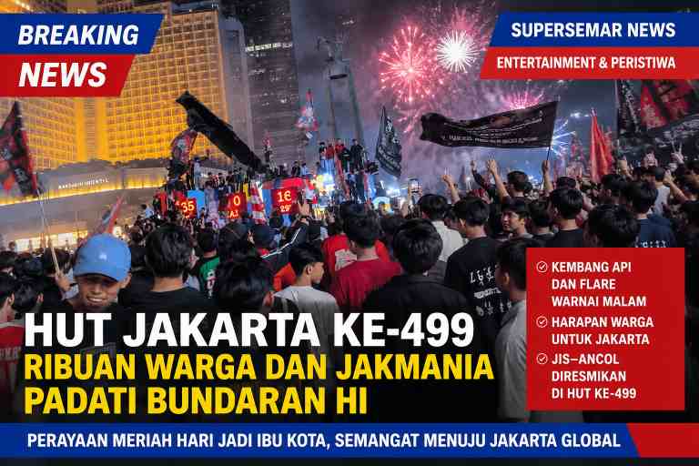 HUT Jakarta 499: Ribuan Warga dan Jakmania Padati Bundaran HI